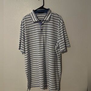 Greyson Purple Striped White Men's M Short Sleeve
Polo Shirt Knit White Collar